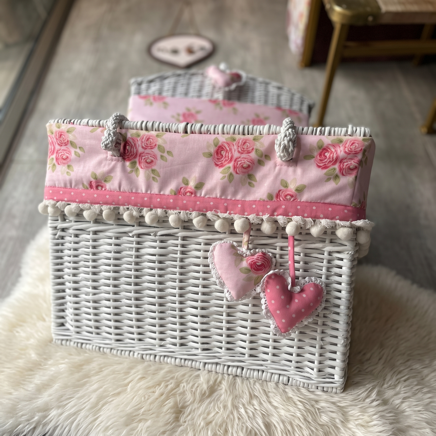 Vintage Rose Woven Nursery Basket Set