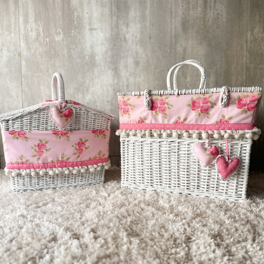 Vintage Rose Woven Nursery Basket Set