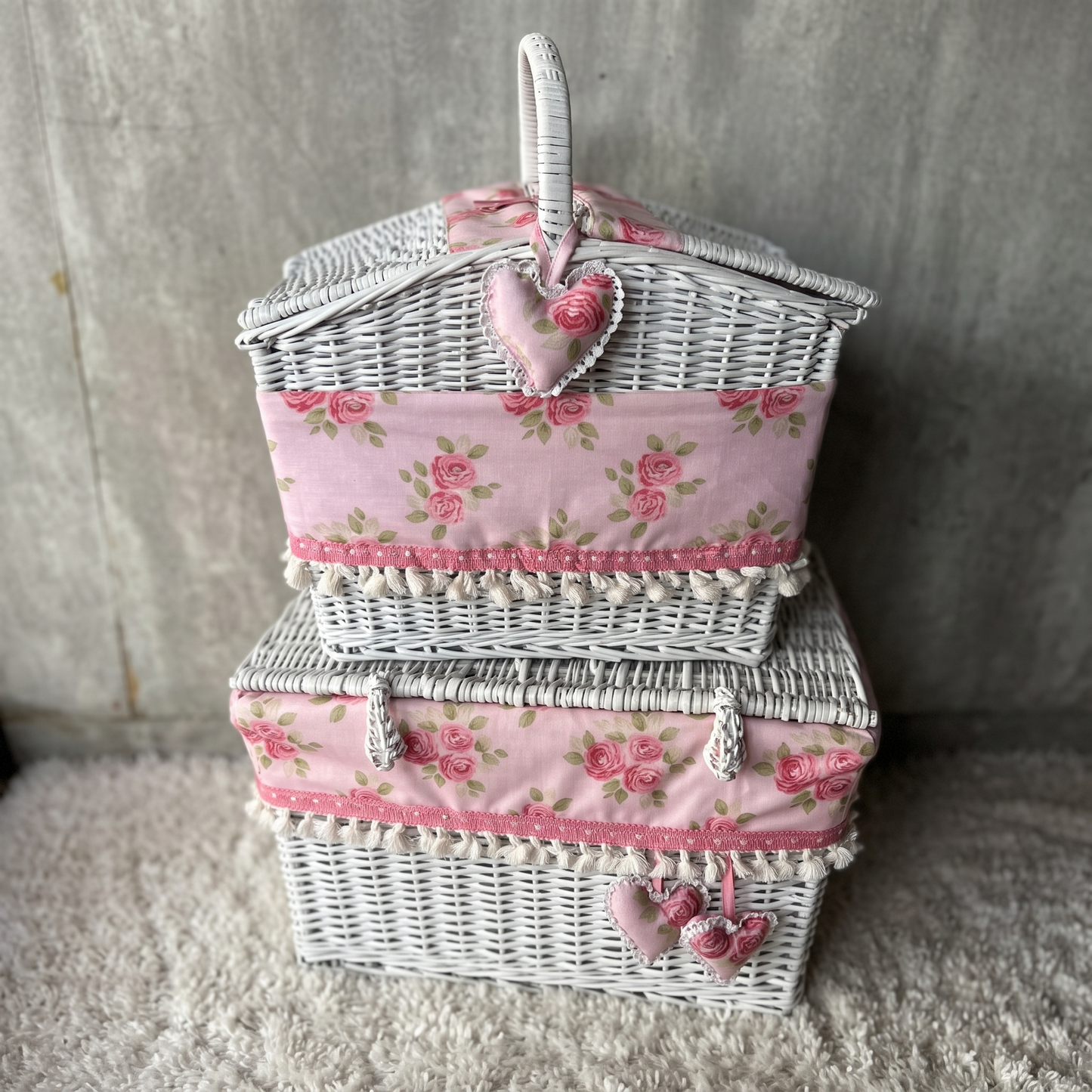 Vintage Rose Woven Nursery Basket Set